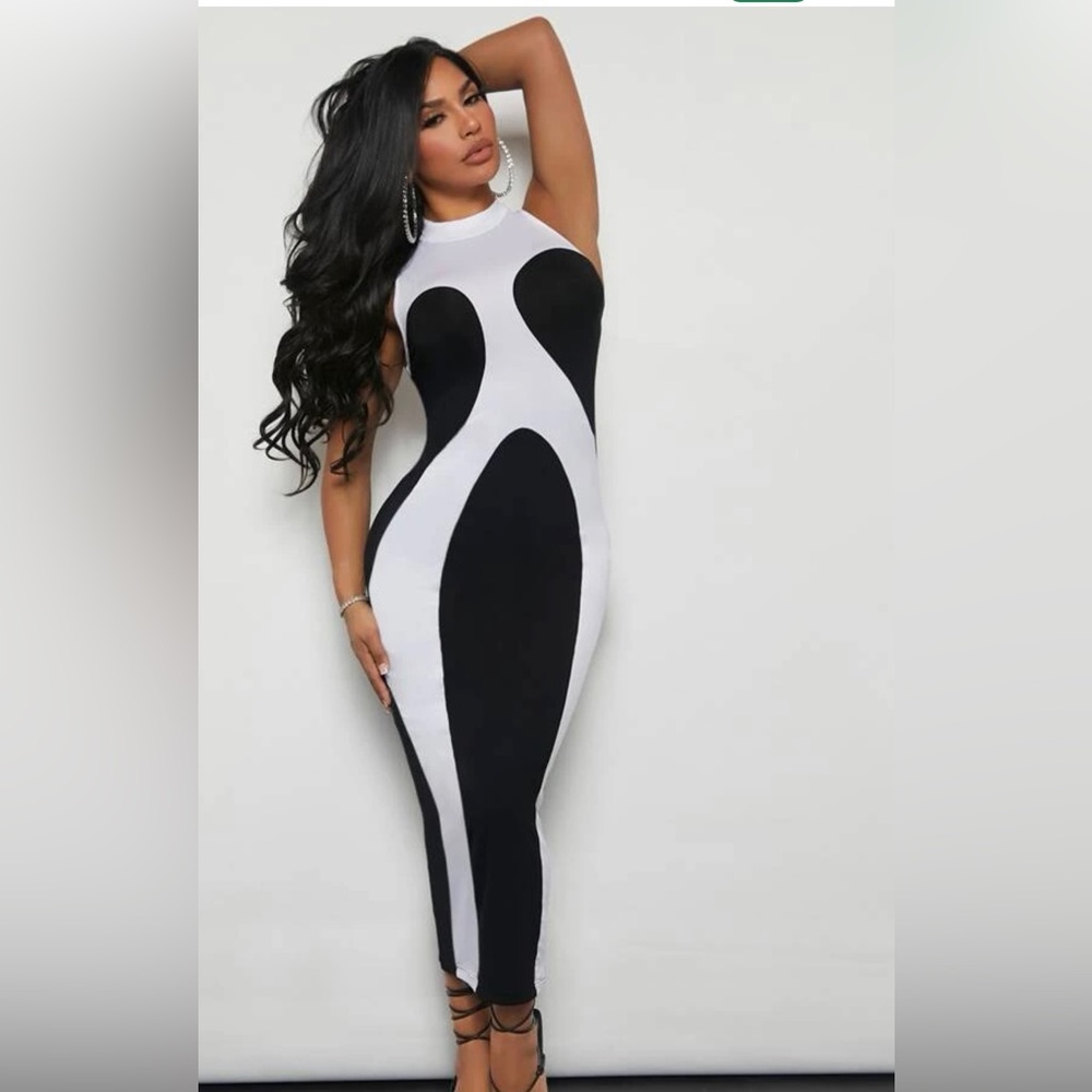 Black and white maxi dress